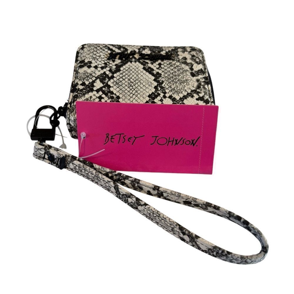 Betsey Johnson Black, White & Gray Snake Print Wallet/Wristlet